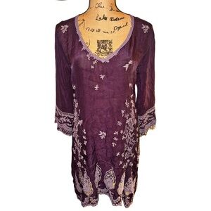 Johnny Was, Purple / Lavender Embroidered Eyelet Lace Tunic Top